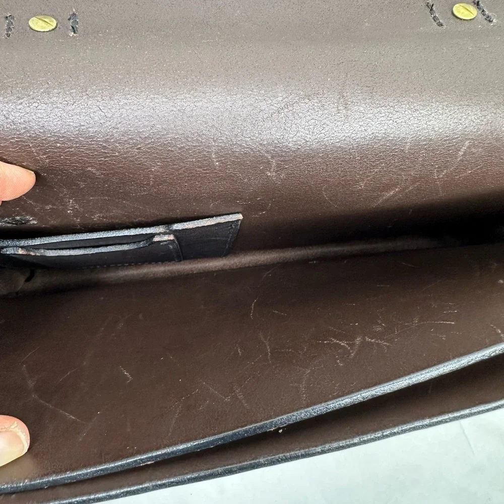 CC Filson‎ Co Seattle Briefcase Brindle Leather Black Field Satchel Strap USA
